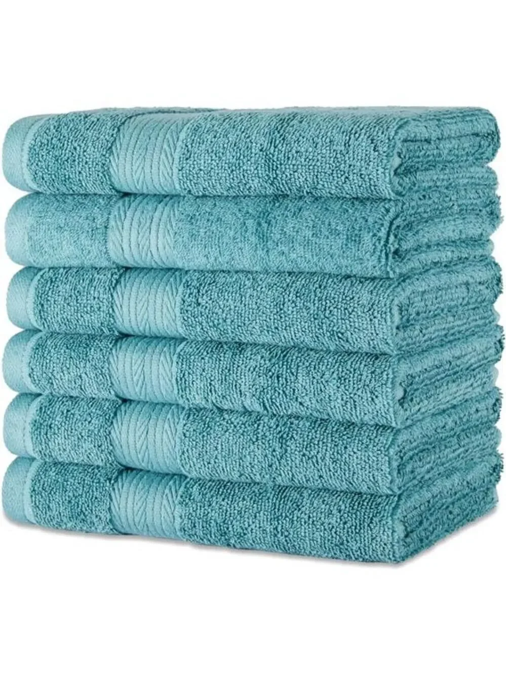 Cotton Hand Towels 6 Pack Fade Resistant Soft Absorbent Bath Kitchen Teal Green